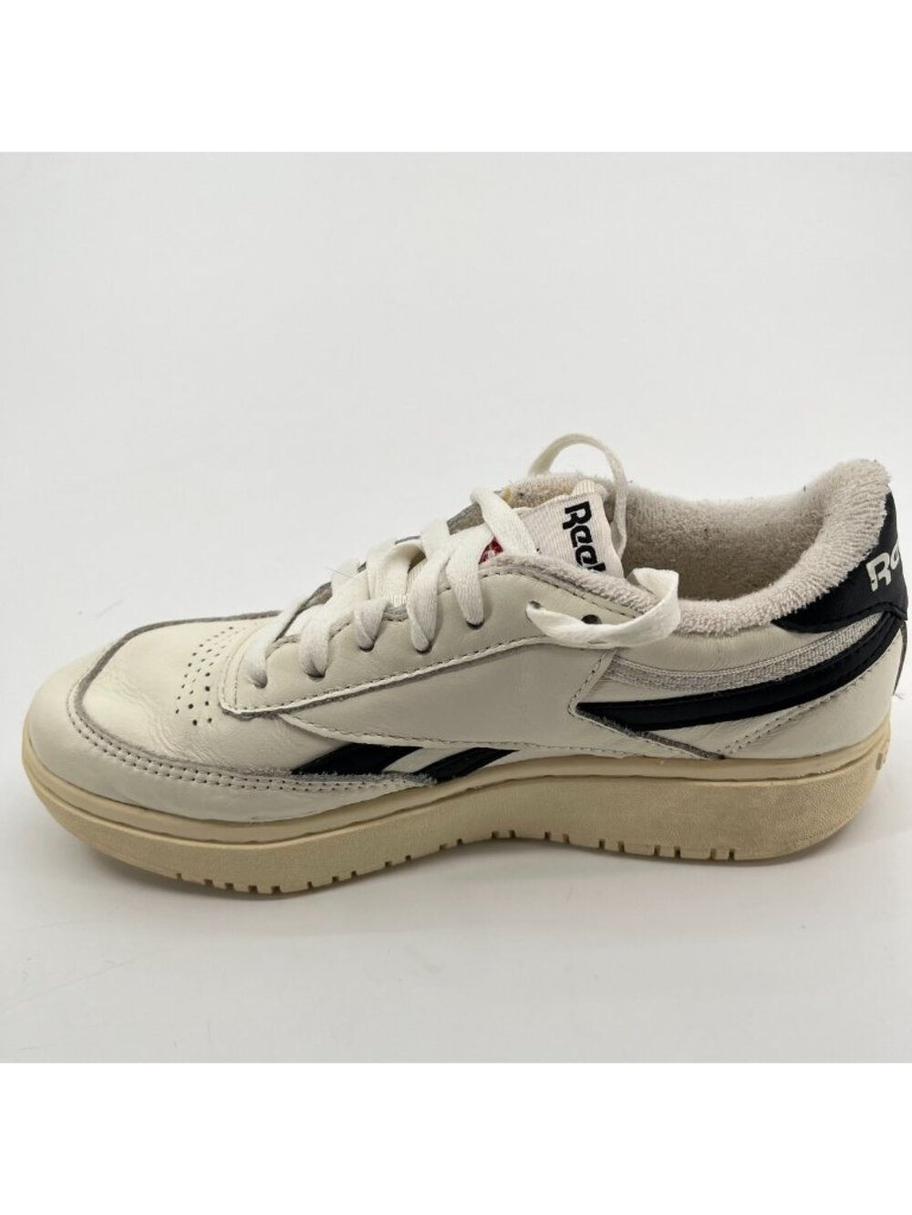 Reebok Club C Double Womens Size 5.5 Chalk Black Athletic Leather Shoes Sneakers - Picture 2 of 10